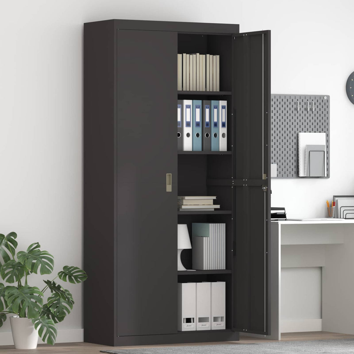 vidaXL Storage Cabinet Black 90 x 40 x 200 cm Steel 1