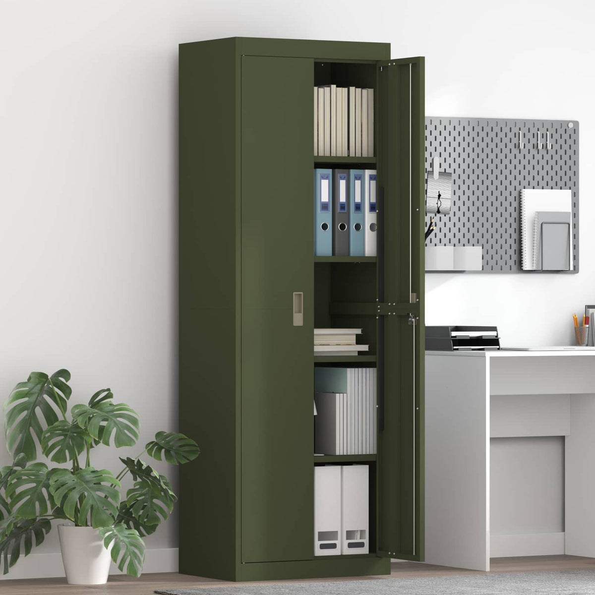 vidaXL Storage Cabinet Olive Green 60 x 40 x180 cm Steel 1