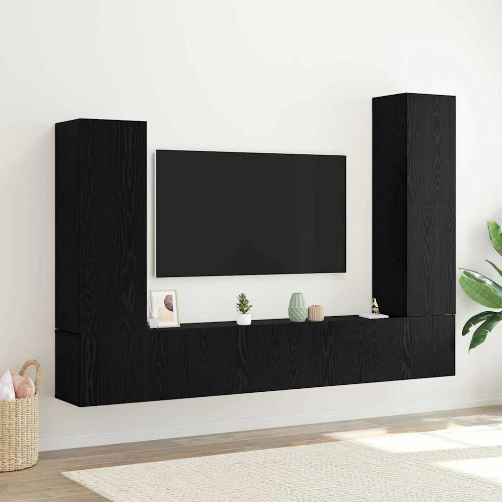 vidaXL TV Cabinet Set 4 pcs 30.5 x 30 x 110 cm Black Oak 1