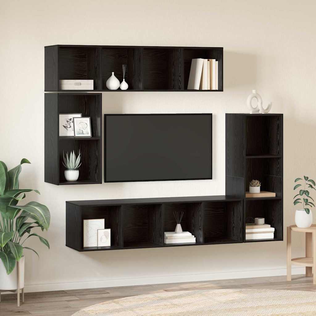 vidaXL TV Cabinet Set 4 pcs 37 x 37 x 142.5 cm Black Oak 1