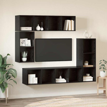 vidaXL TV Cabinet Set 4 pcs 37 x 37 x 142.5 cm Black Oak 1