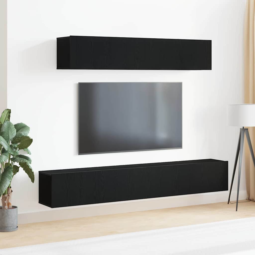 vidaXL TV Cabinet Set 4 pcs Black Oak 1