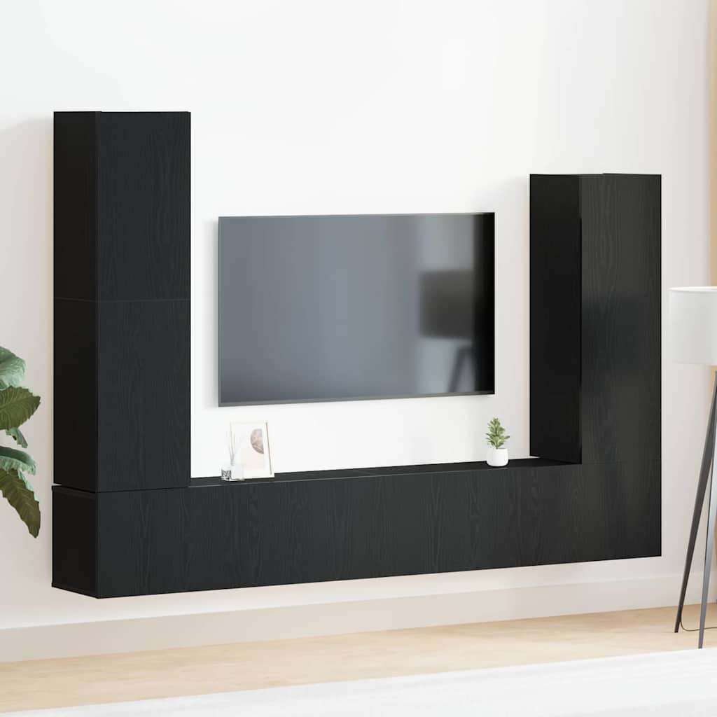vidaXL TV Cabinet Set 6 pcs 30.5 x 30 x 110 cm Black Oak 1