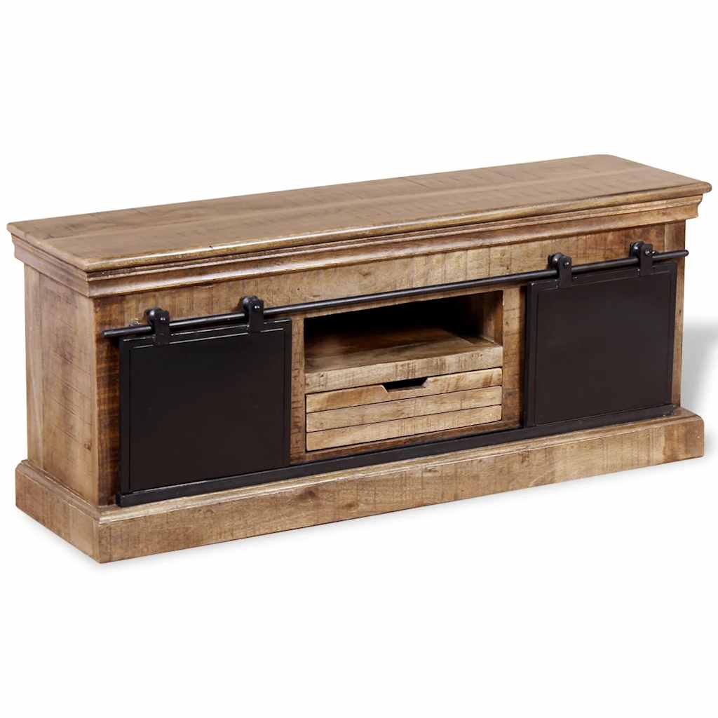 244019 vidaXL TV Cabinet with 2 Sliding Doors Solid Mango Wood 110x30x45 cm 1