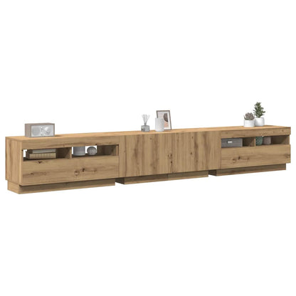 vidaXL TV Cabinet with LED Lights Artisan Oak 260x35x40 cm 1