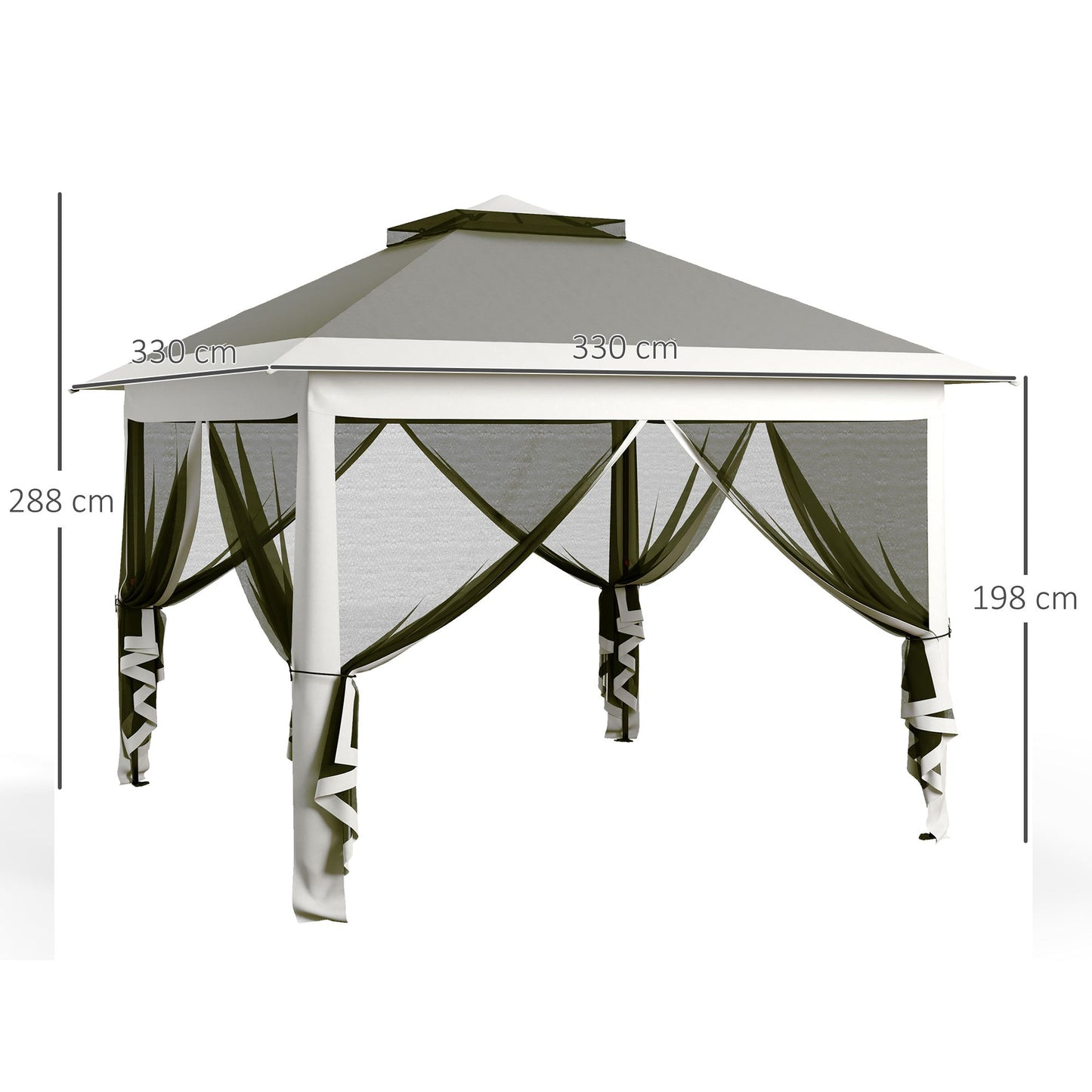 خيمة Outsunny Pop Up Canopy مع سقف مزدوج، جدران جانبية شبكية بسحاب، حقيبة حمل، ارتفاع قابل للتعديل لحديقة الفناء، رمادي داكن