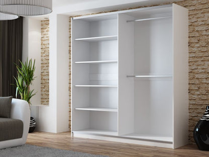 White Mirrored Sliding Door Wardrobe 200cm – OXFORD