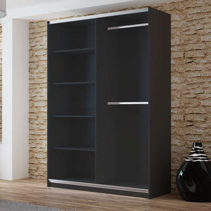 Graphite Mirrored Sliding Door Wardrobe 150cm – OXFORD