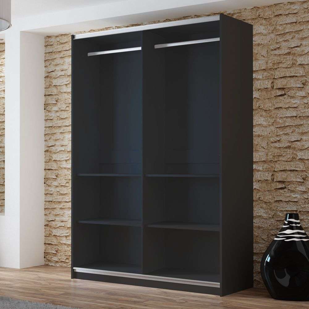 Graphite Mirrored Sliding Door Wardrobe 150cm – OXFORD