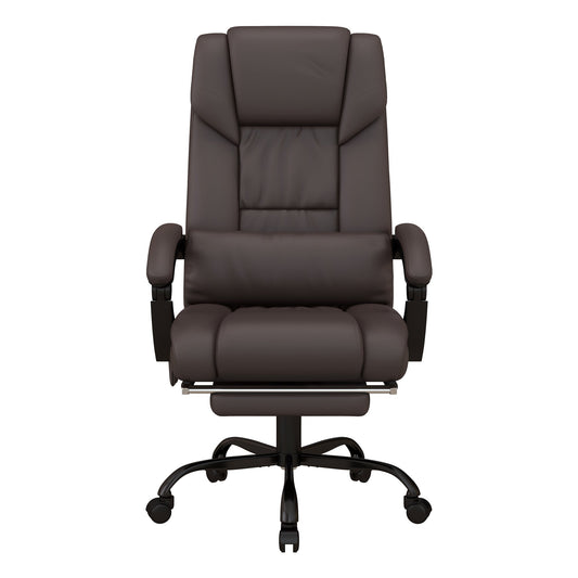 Vinsetto 6-Point Massage Office Chair, PU Leather Desk Chair with Adjustable Height and Footrest for Home Office, Brown