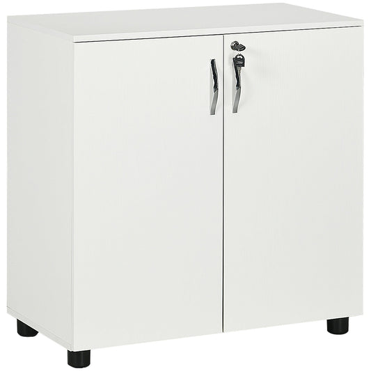 Vinsetto Two-Tier Locking Office Storage Cabinet in White