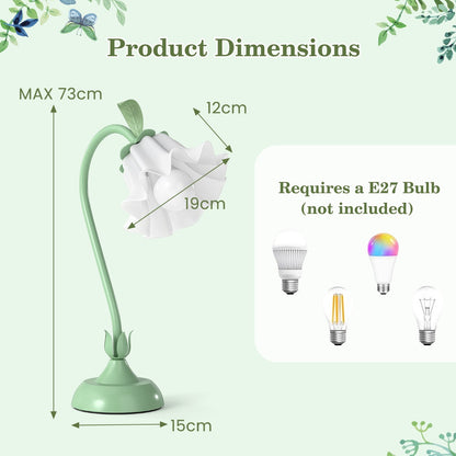 Vintage Nightstand Lamp with Lily of the Valley Acrylic Lampshade-Green
