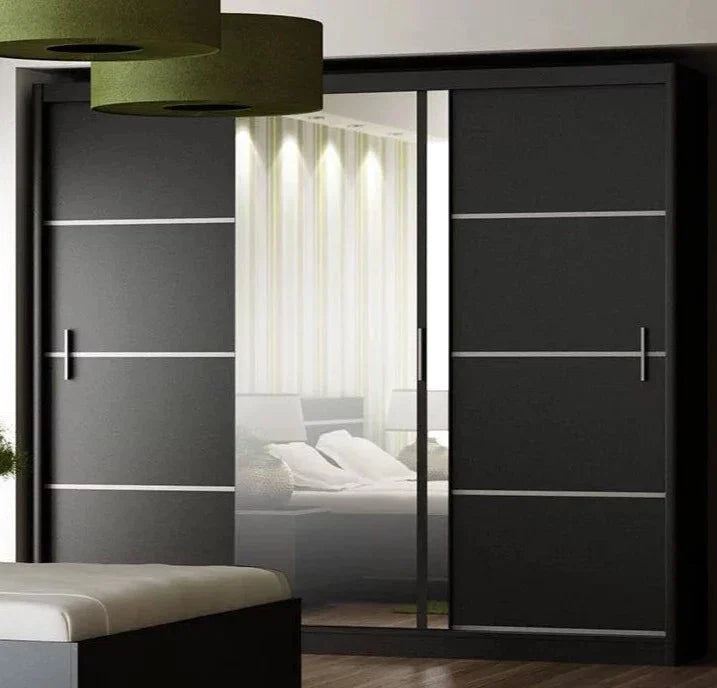 Broadland Sliding Door 250cm Mirror Wardrobe - White, Black, Sonoma