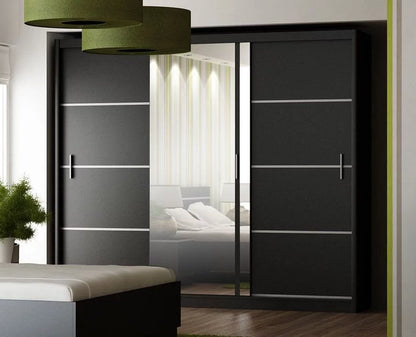 Broadland Sliding Door 250cm Mirror Wardrobe - White, Black, Sonoma