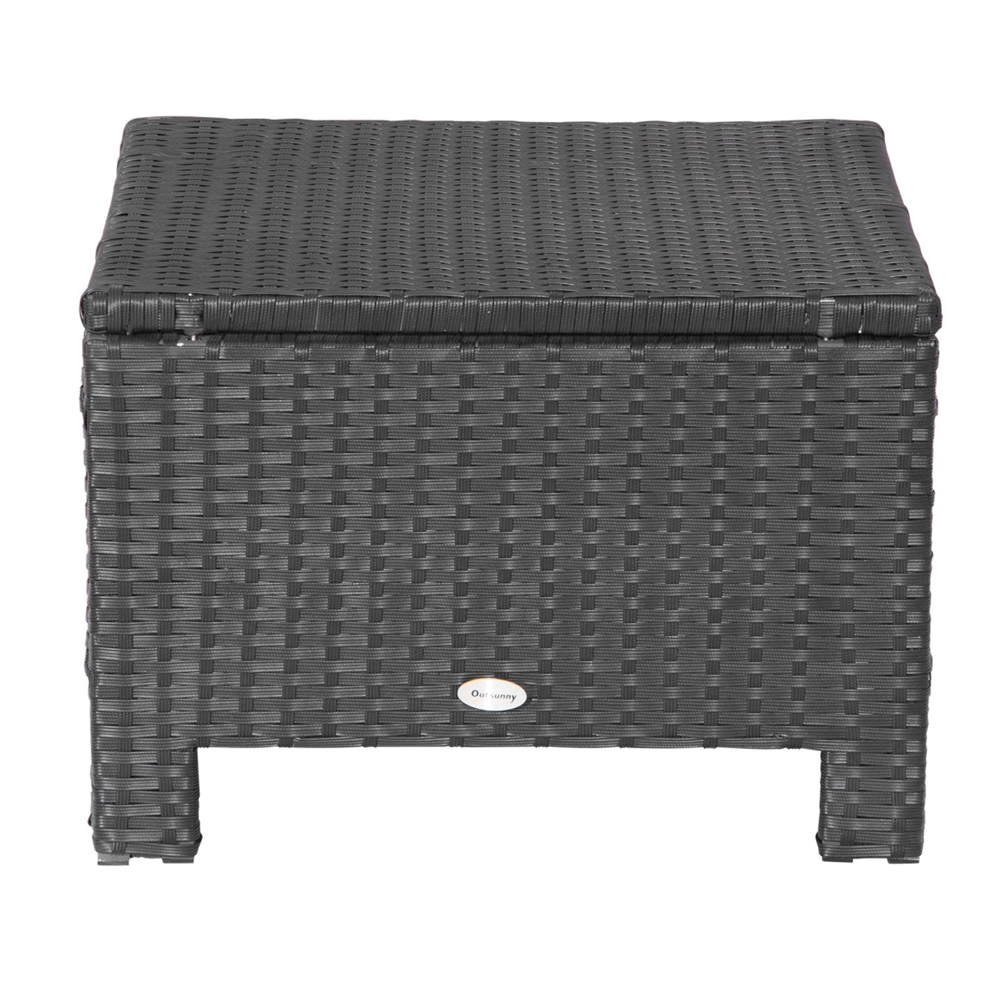 Outsunny Rattan Footstool Wicker عثماني مع وسادة مقعد مبطنة أثاث الفناء الخارجي للفناء الخلفي والحديقة بجانب حمام السباحة وغرفة المعيشة 50 × 50 × 35 سم