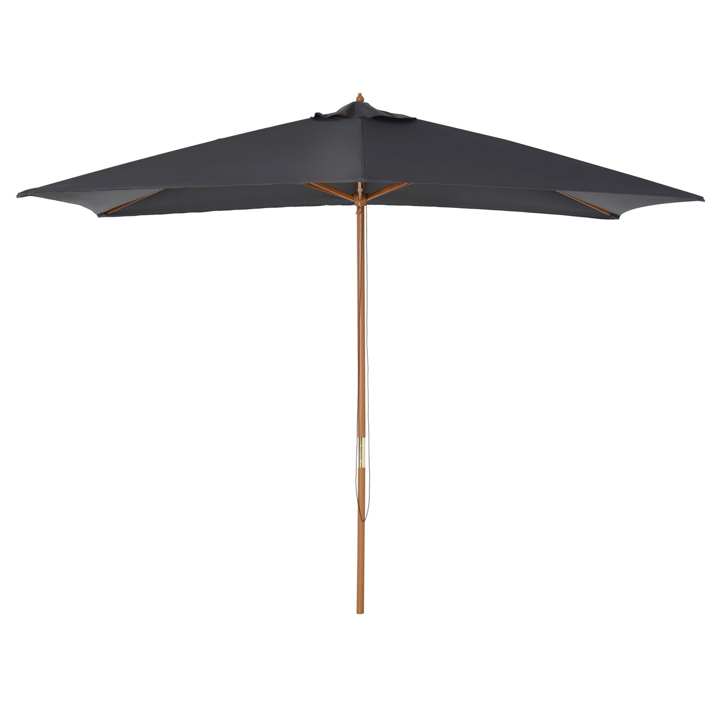 Outsunny Wooden Garden Parasol Umbrella Outdoor Sun Shade Canopy, Dark Grey，2 x 3m