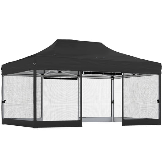 Outsunny Pop Up Gazebo with Mesh Nettings in Black