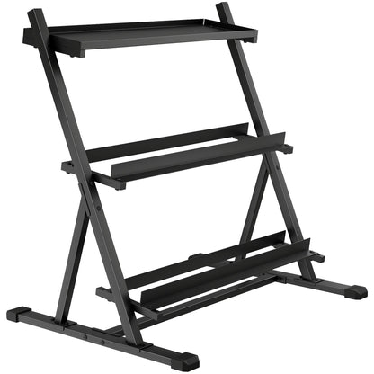 SPORTNOW 3-Tier Adjustable Dumbbell Rack, Heavy-Duty Weight Rack for Dumbbells, Kettlebells and Multiple Balls, Space-Saving Weight Storage Stand for Home Gym, 200 KG Capacity