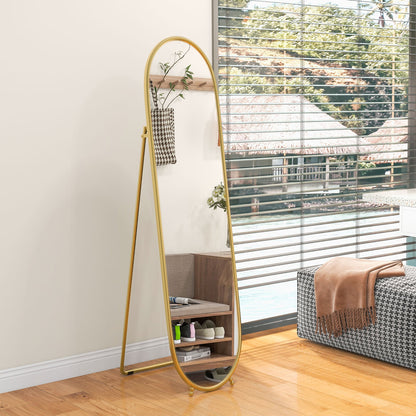 HOMCOM Three-Way Curved Full Length Mirror - Gold Tone
