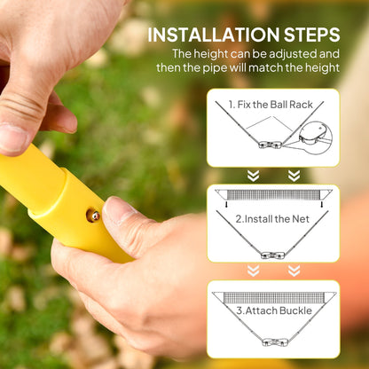 HOMCOM 2.8m Portable Folding Badminton Net Set with 4 Badminton Rackets and 2 Nylon Shuttlecocks, for Adults Kids Indoor Outdoor Exercise Training