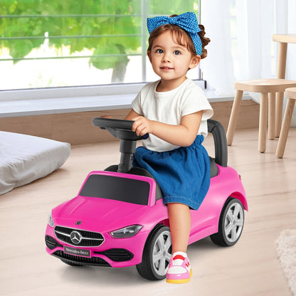 Mercedes-Benz licensed driving toy with steering wheel &amp; storage space ride-on car pink