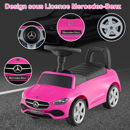 Mercedes-Benz licensed driving toy with steering wheel &amp; storage space ride-on car pink