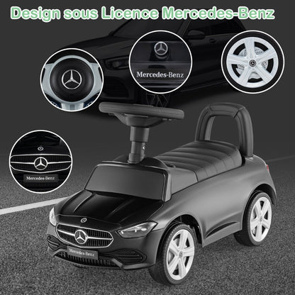 Mercedes-Benz licensed driving toy with steering wheel &amp; storage space ride-on car black