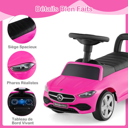 Mercedes-Benz licensed driving toy with steering wheel &amp; storage space ride-on car pink