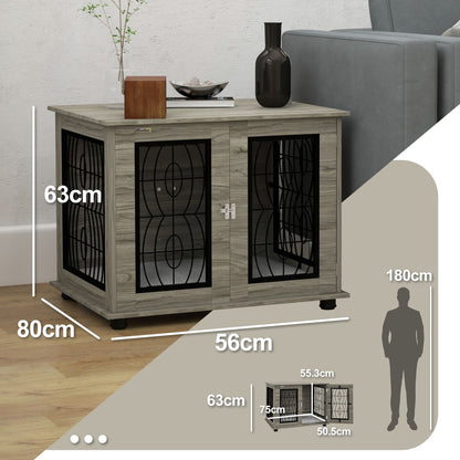 PawHut 29.5" Indoor Dog Crate Furniture End Table with Soft Washable Cushion, Lockable Front Door, for Medium Dogs