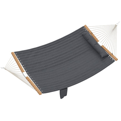 Outsunny Double Hammock 2 Person Swing Bed with Spreader Bars, Pillows, Pad, 200 x 140cm, Grey