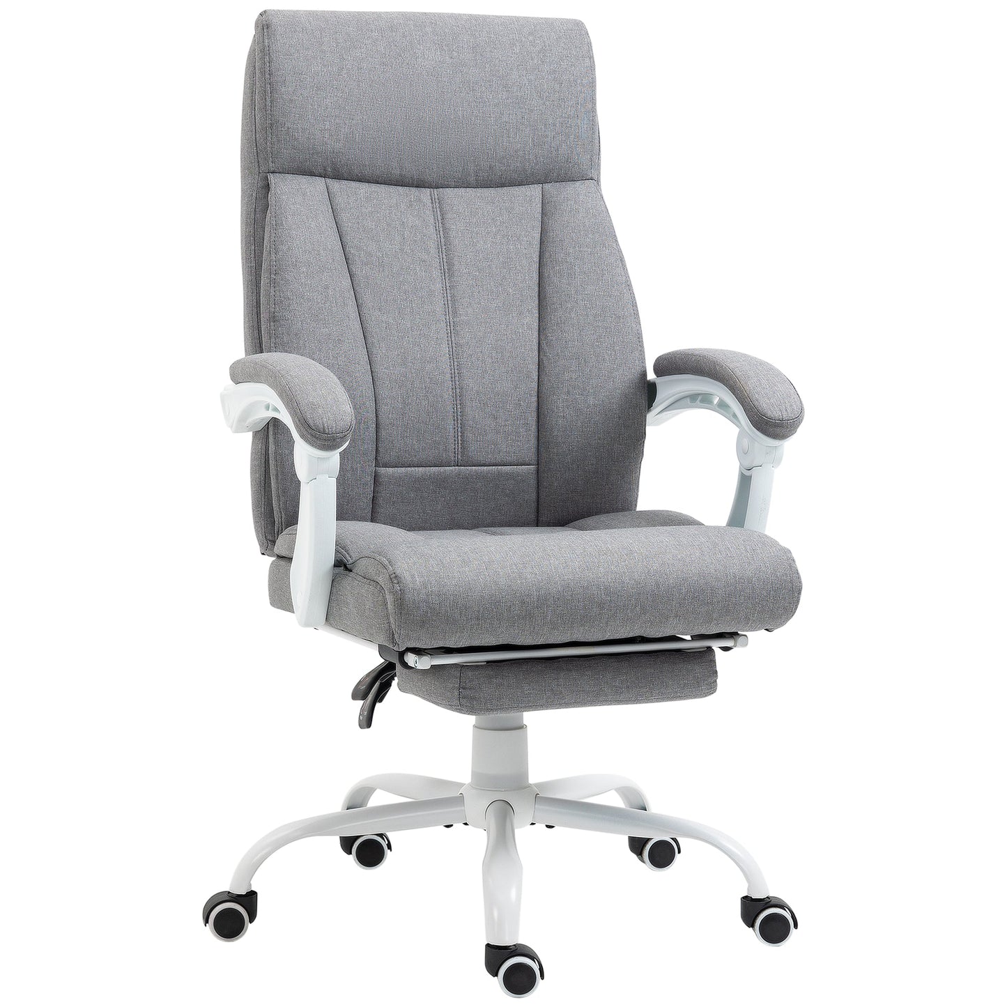 Vinsetto Office Chair, Ergonomic Desk Chair, Fabric Work Study Chair with 155¡ Reclining Back and Footrest, Adjustable Height and Swivel Wheels, Grey