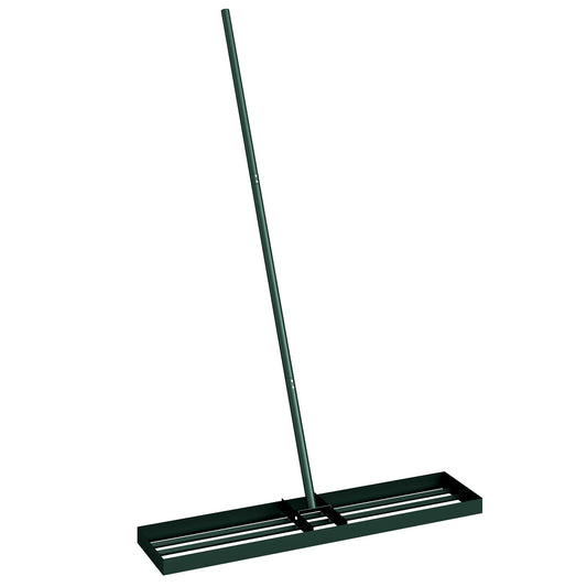 Outsunny Lawn Levelling Rake, 113 x 26 cm Lawn Leveller Lute with 169 cm Handle for Grass Soil Sand Yard Golf Course