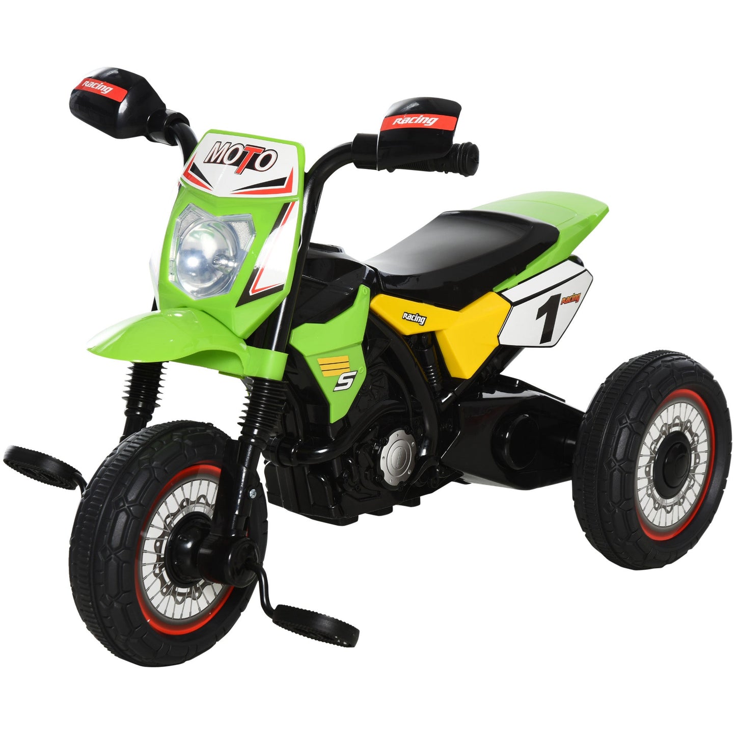 HOMCOM Toddler Pedal Motorcycle Kids Ride On Tricycle Early Learning w/ Music Lights Handlebar Stickers Exercise Boys Girls Gift for Kids 18 - 36 Months Green