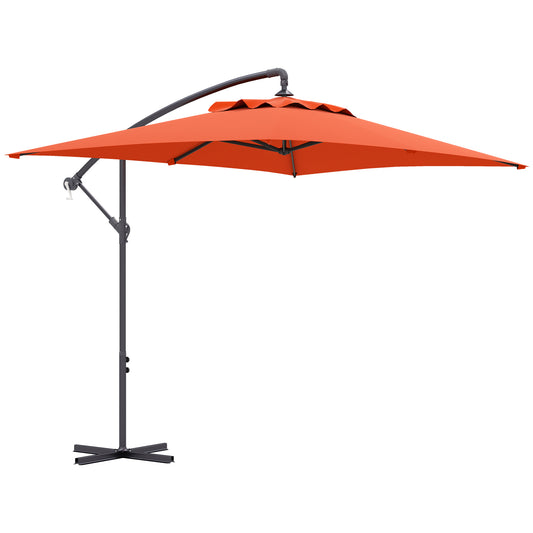 Outsunny 3(m) Parasol wysięgnikowy z podstawą poprzeczną - pomarańczowy
