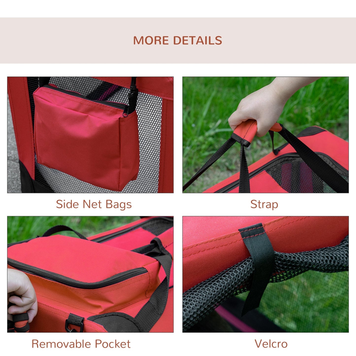 Pawhut Dog Carrier Bag Portable Cat Carrier Folding Dog Bag w/ PVC Oxford Cloth for Small and Miniature Dogs, 60 x 42 x 42 cm, Red