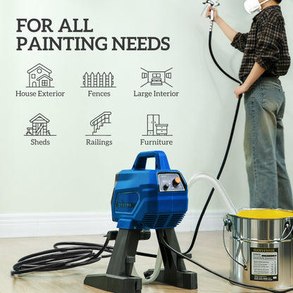 HOMCOM Airless Paint Sprayer, Thinning-Free Electric Paint Spray Gun for Walls, Fences & DIY Projects, Dark Blue