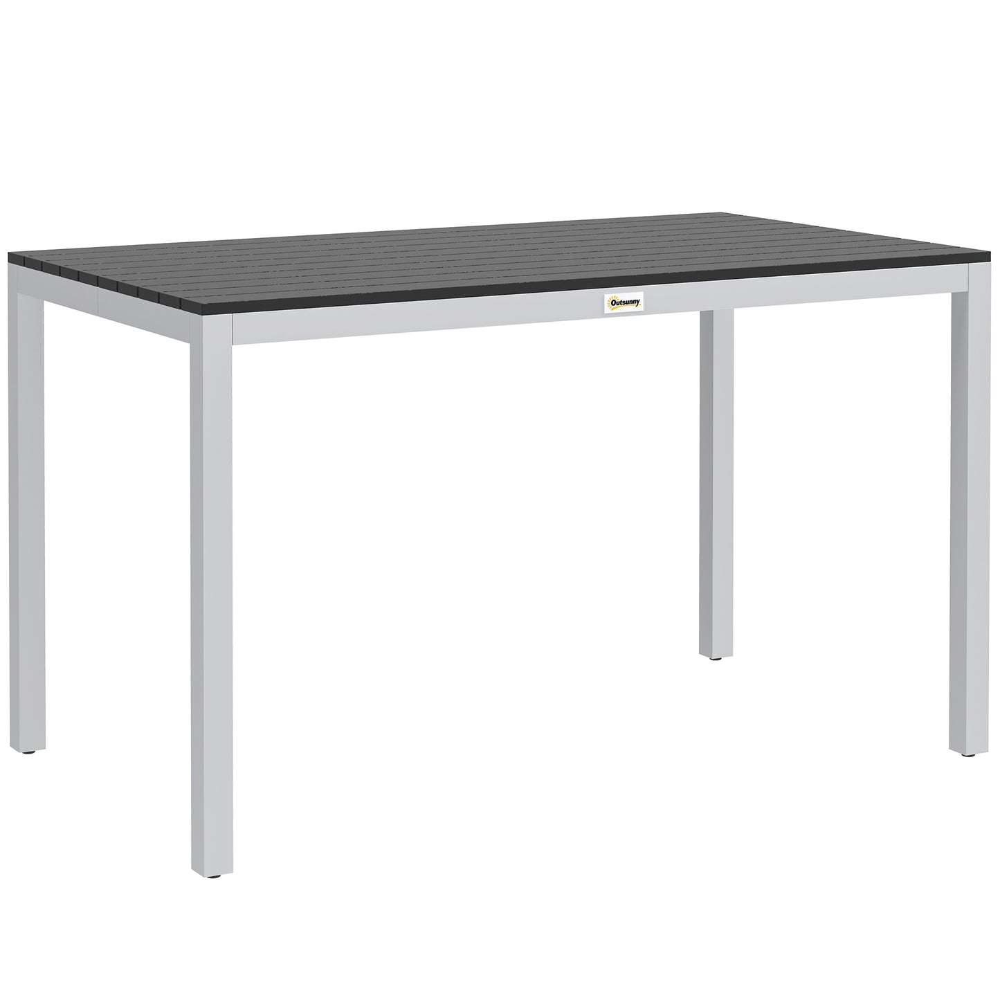 Stół ogrodowy Outsunny dla 4-6 osób, 120 x 70 cm, stół jadalny do użytku na zewnątrz z odporną na rdzę aluminiową ramą, łatwy w utrzymaniu blat z listew, na patio, taras, balkon, czarny