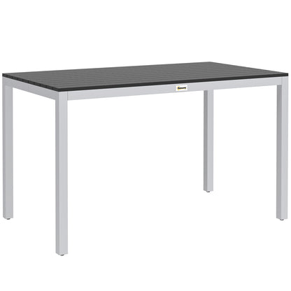 Stół ogrodowy Outsunny dla 4-6 osób, 120 x 70 cm, stół jadalny do użytku na zewnątrz z odporną na rdzę aluminiową ramą, łatwy w utrzymaniu blat z listew, na patio, taras, balkon, czarny
