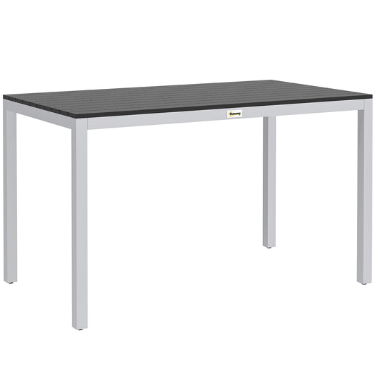 Stół ogrodowy Outsunny dla 4-6 osób, 120 x 70 cm, stół jadalny do użytku na zewnątrz z odporną na rdzę aluminiową ramą, łatwy w utrzymaniu blat z listew, na patio, taras, balkon, czarny