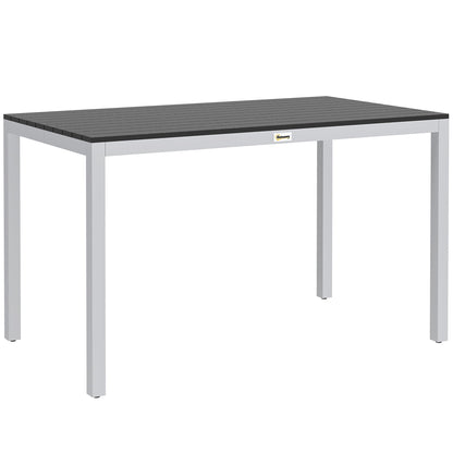 Outsunny Garden Table for 4-6, 120 x 70 cm Outdoor Dining Table with Rust-Resistant Aluminium Frame, Easy Maintenance Slatted Top, for Patio, Terrace, Balcony, Black