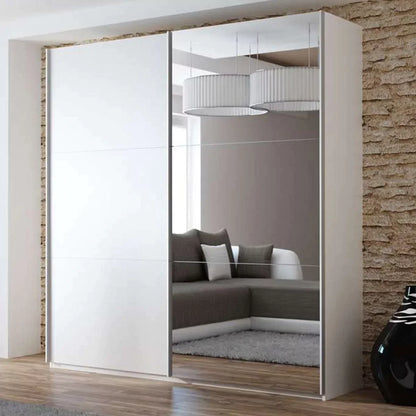 Boris Mirrored Sliding Door Wardrobe 3 Sizes - White, Black, Grey