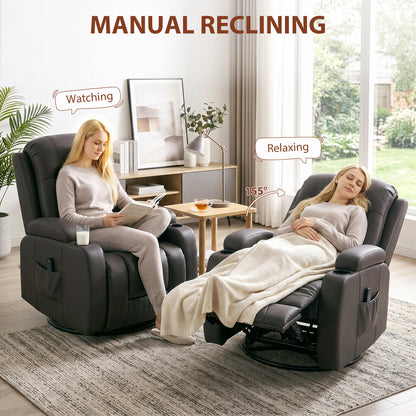 HOMCOM PU Leather Recliner Chair, Recliner Armchair with Extended Footrest, Cup Holders and Side Pockets, Dark Brown