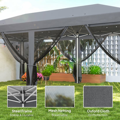 Outsunny 3 x 6m Pop Up Gazebo, Outdoor Canopy Shelter, Marquee Party Wedding Tent with 6 Mesh Walls and Carry Bag, Grey