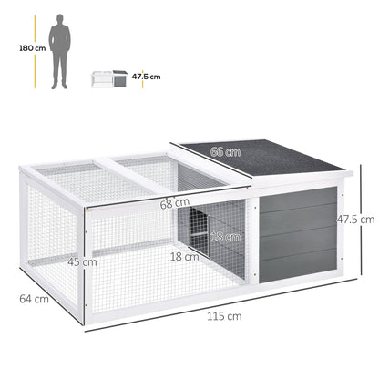 PawHut Rabbit Hutch Guinea Pig Hutch Wooden Small Animal Cage Rabbit Run Duck House with Openable Roof for Indoor Outdoor 115 x 66 x 47.5 cm