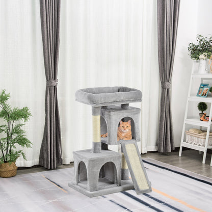 PawHut Cat Tree for Indoor Cats 83cm Cat Scratching Post Scratch Board Kitten Tower Climbing Frame Grey