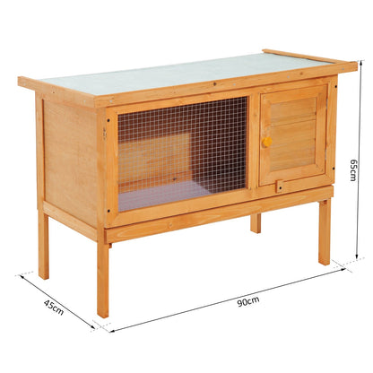 Pawhut Rabbit Hutch,90Lx45Wx65H cm-Fir Wood