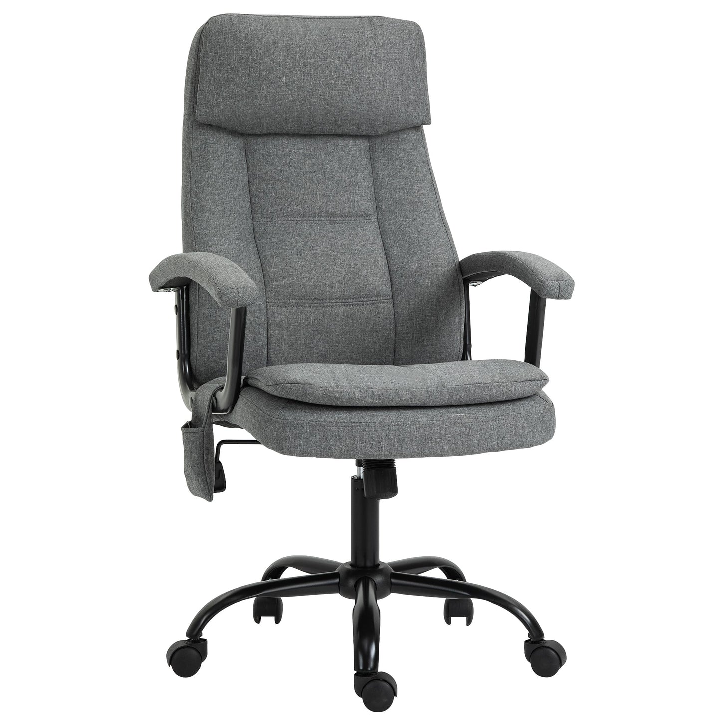 Vinsetto 2-Point Massage Office Chair Linen-Look Ergonomic Adjustable Height Rocking Comfortable Executive Seat, Grey