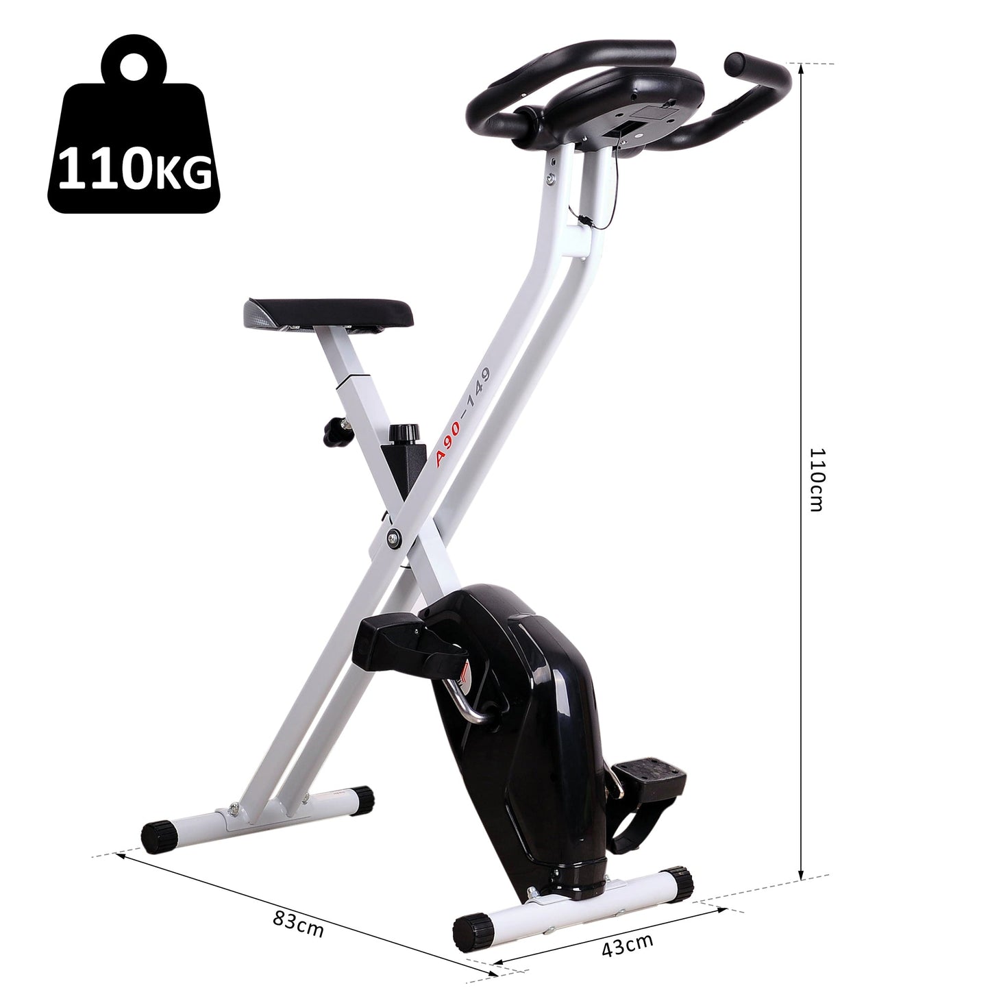 Steel Manual Home Exercise Bike w/ LCD Monitor Black