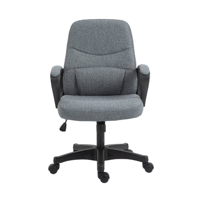 Gray office chair with black base on a white background