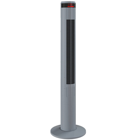 HOMCOM Oscillating Tower Fan Remote Control 3 Speed Modes Cooling Machine, Grey